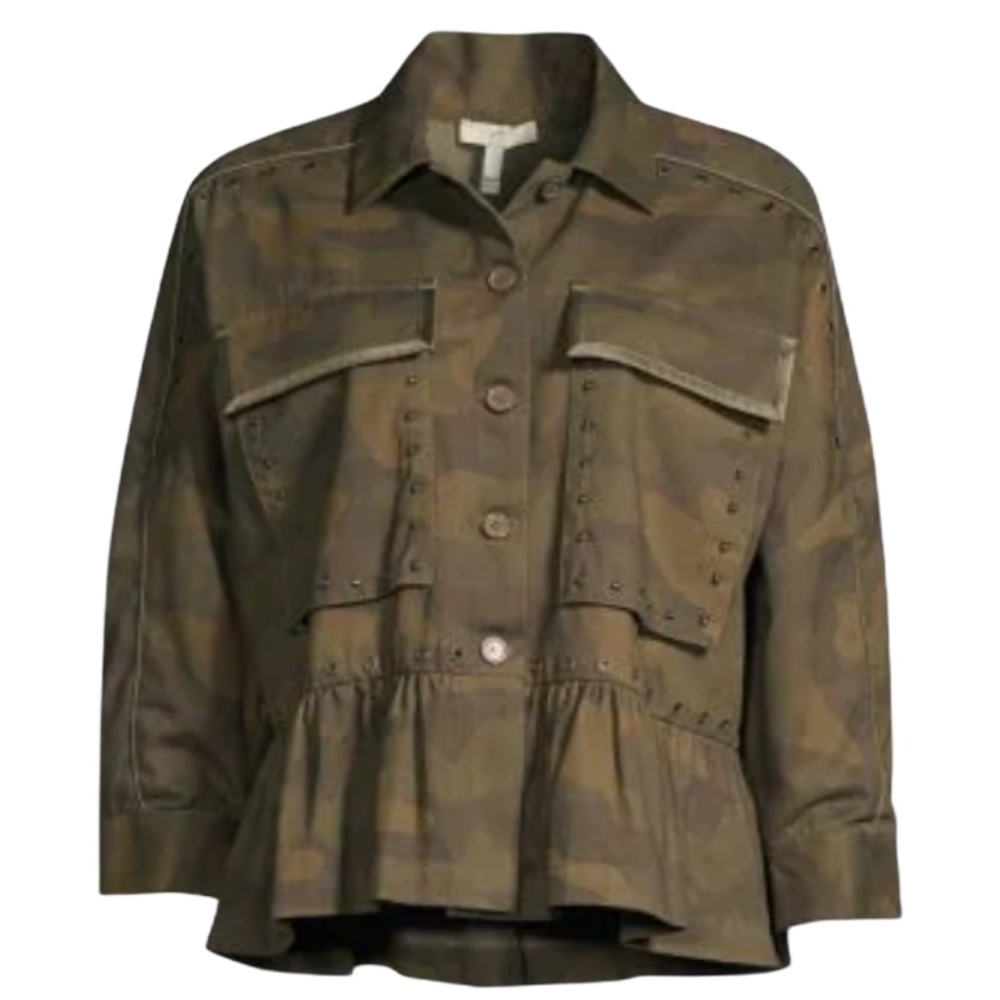 JOIE Samia B Camo Ruffle Jacket